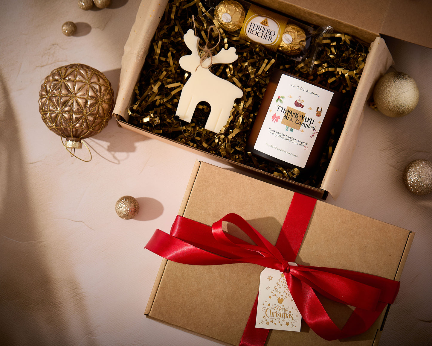 Teacher’s Gift – Lux & Co. Personalised Christmas Candle Hamper